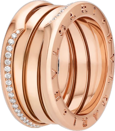 Кольцо Bvlgari B.Zero1 3-Band Rose Gold & Diamonds (SIZE 54) 358973