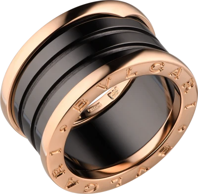 Кольцо Bvlgari B.zero1 Four-Band Rose Gold Black Ceramic 345851