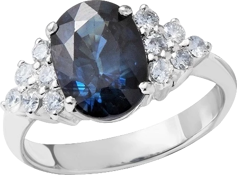 Кольцо No name C САПФИРОМ 3.95 СT DARK BLUE/VS И БРИЛЛИАНТАМИ 3.95 CT (id 31367)