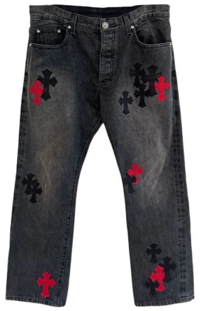 Chrome Hearts Red and Black Patch Pants